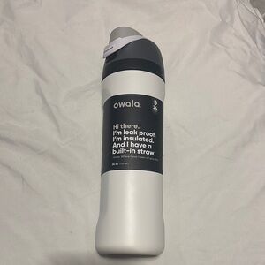 White and Black Insulated Water Bottle with Straw